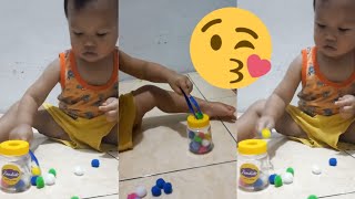 BUSY JAR POMPOM PUSH || Permainan yang banyak manfaatnya || bermain sambil belajar #motorikhalus