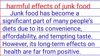 harmful effects of junk food essay in english| write an essay on harmful effects of junk food