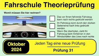 🚘 Führerschein Theorieprüfung Klasse B 🚗 Oktober 2024 - Prüfung 31🎓📚