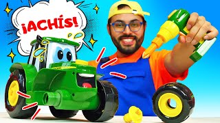 ¿Cómo el tractor Johnny se ha enfermado? ¡Oh, se dañó! Juegos de coches infantiles.