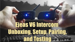 Ejeas V6 Pro Intercom Unboxing, Pairing, Soundtest - Motovlog test