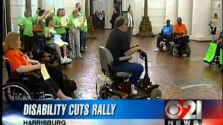 People with disabilities rally at the Rotunda - CBS 21 News - Harrisburg Pennsylvania.mpg