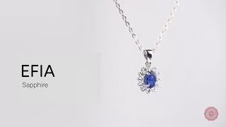 Oval Natural Sapphire pendant with a diamond halo | Diamondère - Efia