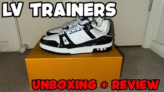 UNBOXING AFFORDABLE LV TRAINERS BLACK + ON FEET - SNEAKER Review!