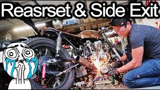 Cafe Racer Gets Side Exit And Rear Set Installed -  Honda CB550 Cafe Racer Build Pt. 73