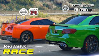 Nissan GTR r35 vs Mercedes E63S Racing Game, Virtual car racing