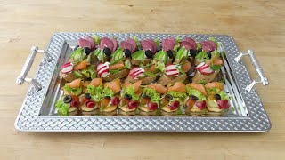 Assortiments d'amuse bouche (apéritif) pour buffet dînatoire et fêtes.