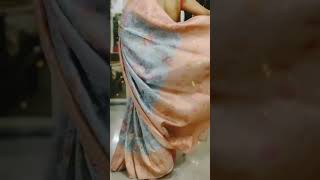 Blue and peach Banarasi silk Saree with Pink sleeveless Blouse | How to drape a saree? #sareehaul