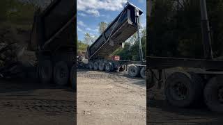 Dumping Broken Asphalt. Gravel Train #caterpillar #asphalt #construction #graveltrain #dumptruck