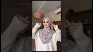 Tutorial Hijab Segiempat Motif Simpel dan elegan