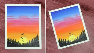 HOW TO DRAW A BEAUTIFUL SUNSET SCENERY | EASY LANDSCAPE DRAWING | ARTz #46