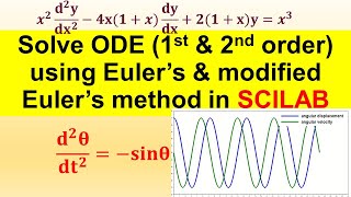 Solve ODE (1st and 2nd order) using Euler’s & modified Euler’s method in SCILAB