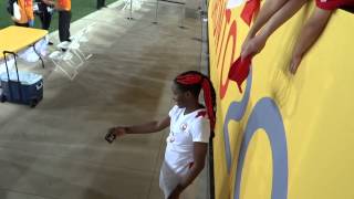 Team Canada's Kadeisha Buchanan taking photos with fans July 11 Pan Am