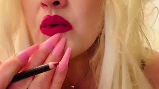 Asmr💄lining my lips over & over with lip pencil & then blowing kisses 😘