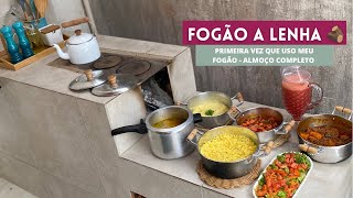 FOGÃO A LENHA 🪵- Primeira vez que usei meu fogão - Fiz almoço completo