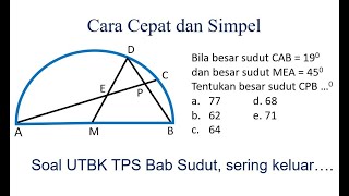 PEMBAHASAN TPS : MENCARI BESAR SUDUT - CONTOH CARA CEPAT SOAL TPS