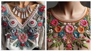 New Luxury Style Hand Embroidered Necklines Designs & Pattrens For Ladies Dress 2024