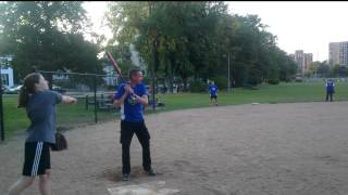 Me, playing Baseball, at the time of night, with a flight to catch!