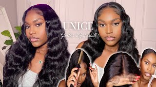 Body Wave GLUELESS WIG INSTALL Easy Crimping Tutorial | Unice - Wear & Go Hair | Beginner Friendly