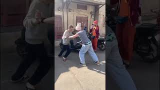 friendly fight in Dwaraka street