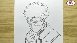 VERY EASY, how to draw kakashi , manga naruto from japan / quick sketch kakashi