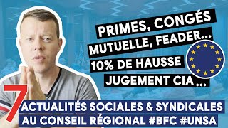 Primes, congés, FEADER...7 actualités sociales & syndicales au Conseil régional #BFC #UNSA #syndicat