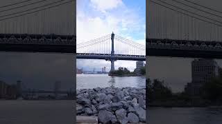 Dumbo, Brooklyn on a cloudy day • Manhattan Bridge and the East River • September 2023