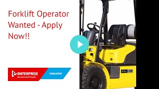 Forklift Operator Wanted - Apply Now!!