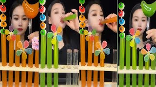 Asmr Satisfying Spring 🌼 Sweet Strawberry 🍓Candy 🍭drinking show 😍#mukbang #asmr #viralvideo #youtube