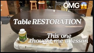 EXTREME TABLE RESTORATION | From dark stain to bare and beautiful | Oily mess THOUGHT ME A LESSON!