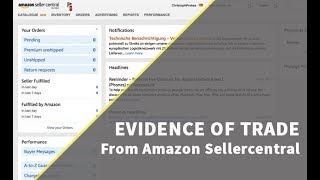 How to create an Evidence of Trade - from Amazon Sellercentral