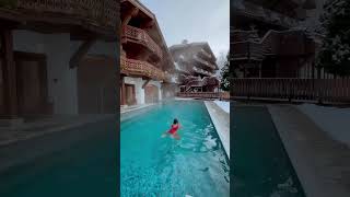 Snowy dips in the French Alps at Four Seasons Megève #winter #resort #snowfall