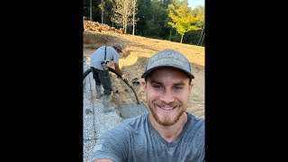 Live! Fiberglass pool installation pouring concrete