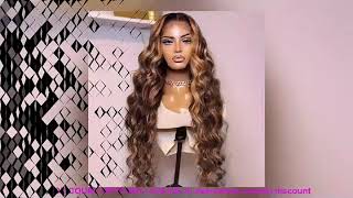 ✔️4x4 Highlight Transparent Human Hair Lace Frontal Wig Honey Blonde Body Wave Lace Front Hu