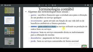 Aula 02   Noções de custos   Terminologia contábil