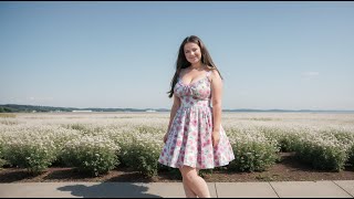 BBW Stacey’s Flirty Plus Size Skater Dress Look: Floral Tiered Skirt & Trendy Sneakers! 🌸👗👟