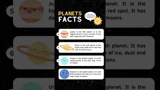 Fun Planet Facts For Kids #shorts #facts #planet #education #viral #science #subscribe