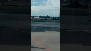 austrian airlines e190 preparing for takeoff at prague airport