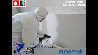 Euromair Minijet 120 & Europro 40 compressor spraying Jub decorative renders