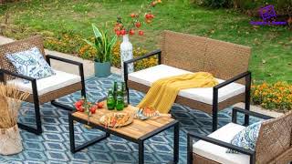 Sophia and William 4 Pieces Rattan Patio Conversation Set Review