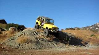 Jeep CJ7 over steep dirt pile - Jamul