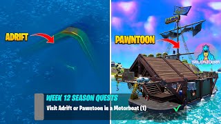 Visit Adrift or Pawntoon in a Motorboat (1) | Fortnite Week 12 Season Quests Guide