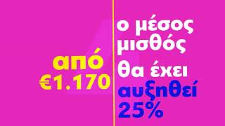 Αύξηση μέσου μισθού 25% στην τετραετία