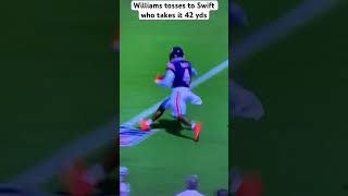 NFL Preseason 2024: Caleb Williams beats the pressure with a flick to Swift #shorts #highlights