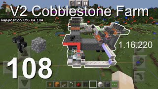 Minecraft Bedrock Tutorials(108) - How to build a V2 Cobblestone Farm (90000/Hour) (1.16.220)