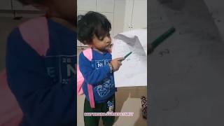 3 વર્ષની બાળકીએ લેશન કર્યું Baby making a home work 🤣