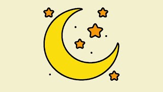 Crescent Moon | How to Draw Moon | Draw Moon | Draw Crescent Moon | Draw Moon and Stars | Moon