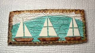 Sailboat on Distressed Wood Cookie! Beach Art!