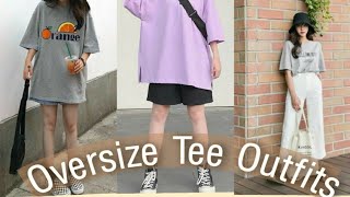 KOREAN OUTFIT IDEAS : OVERSIZE TEE OUTFITS IDEA || KOREAN FASHION || KOREAN STYLE #aesthetic #trend