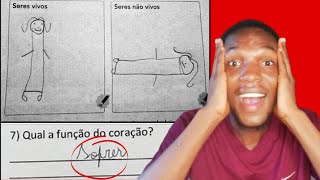 MOÇAMBICANO REAGINDO AS RESPOSTAS MAIS ENGRAÇADAS DE PROVAS de alunos brasileiros!